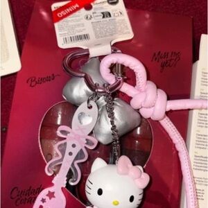 Hello Kitty Pink and Silver Charm Keychain